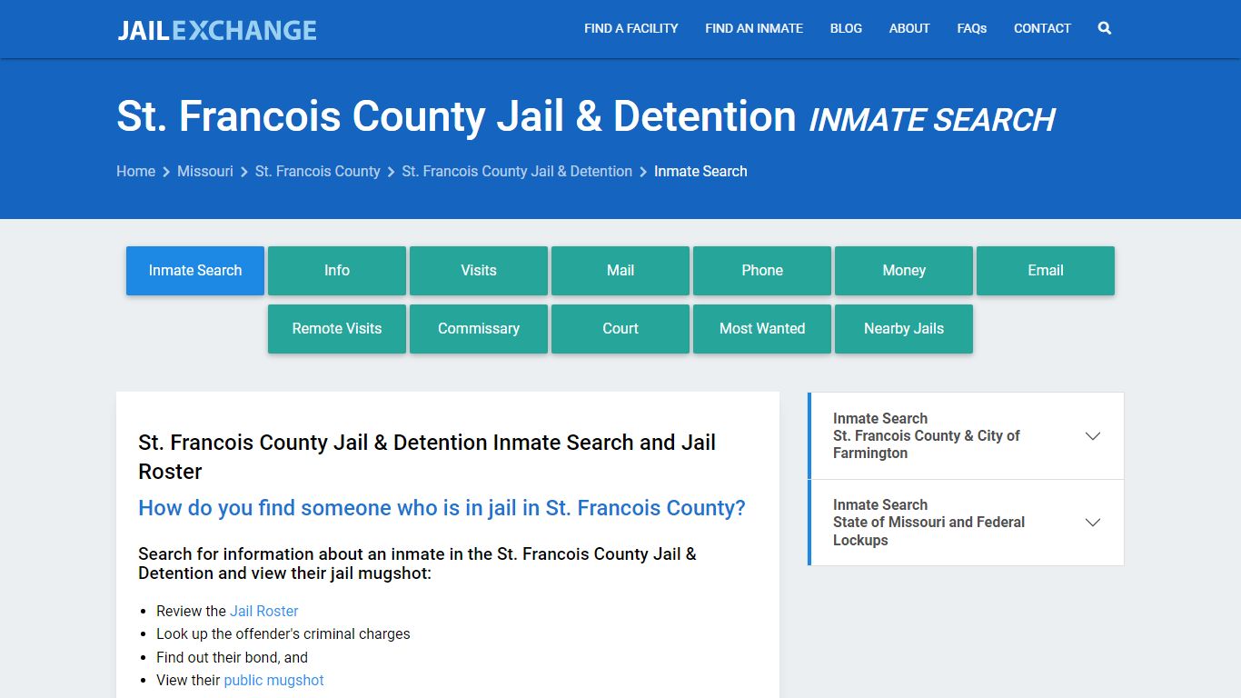 St. Francois County Jail & Detention Inmate Search - Jail Exchange